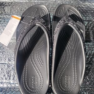 Crocs Women's Black Glitter Sandals